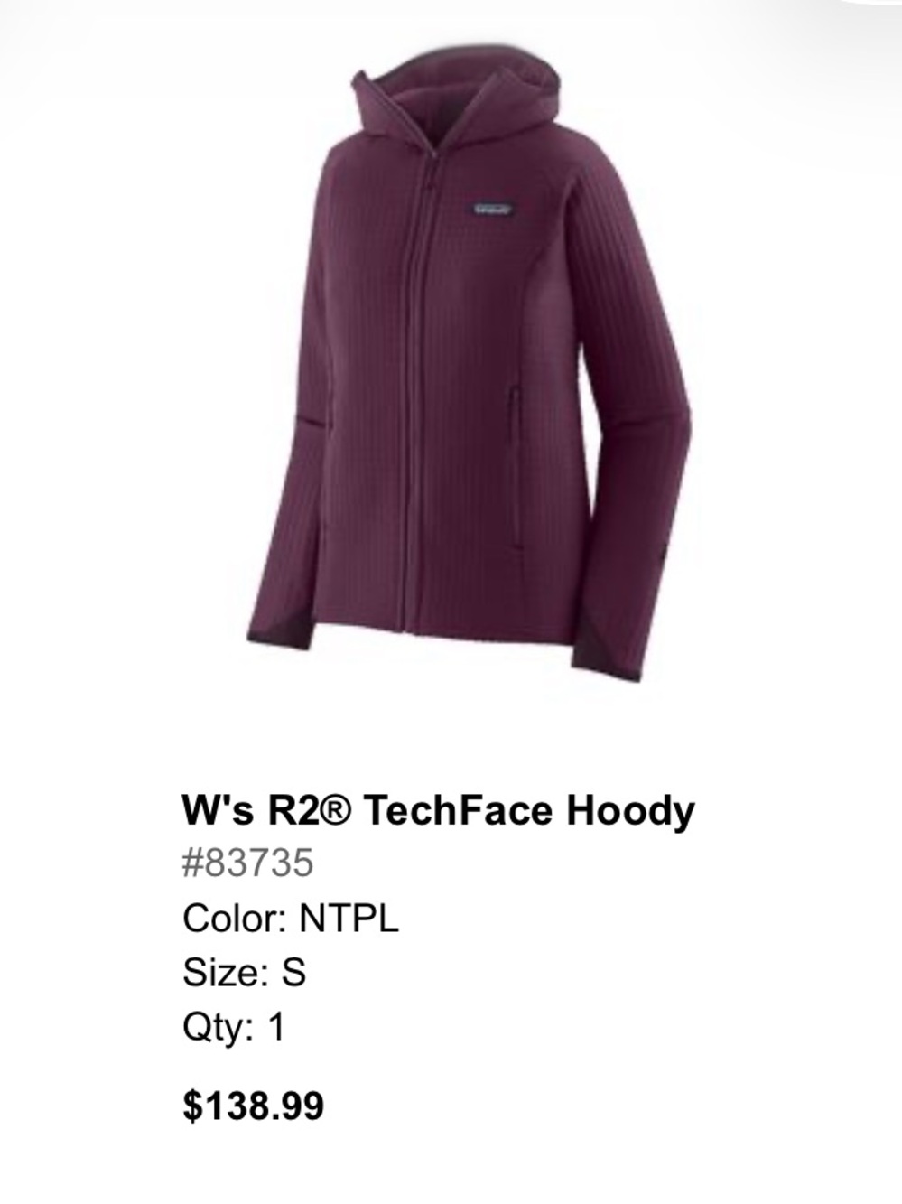 Patagonia r2 techface women’s hoodie size small
